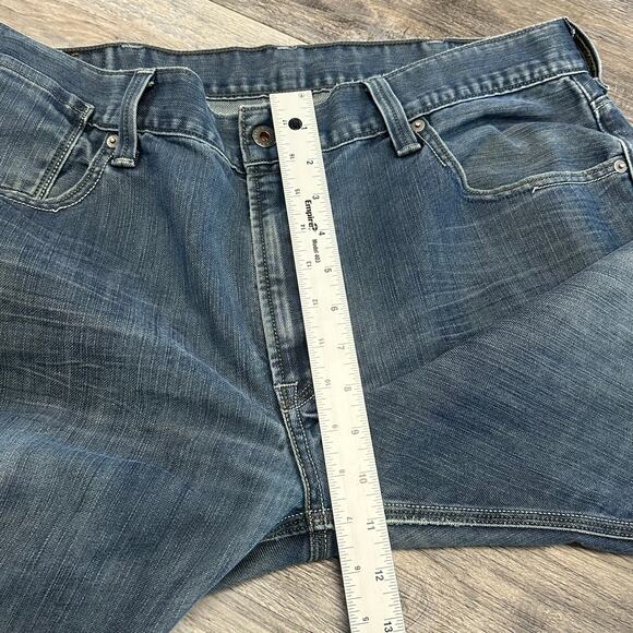 Levis 514 Jeans Red Tab Flap Pockets Blue Mens 38x31 Bootcut Mid Wash Denim - Picture 12 of 13